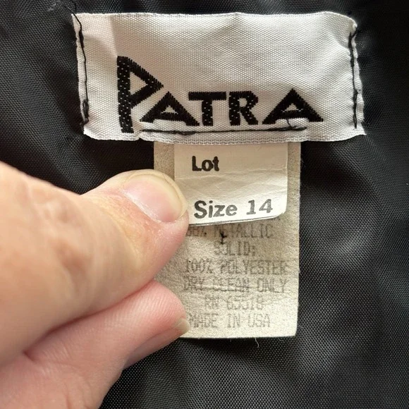 Vintage Patra Jacket 14 Lame' Floral Metallic Black Cocktail Evening Glam - Picture 6 of 12